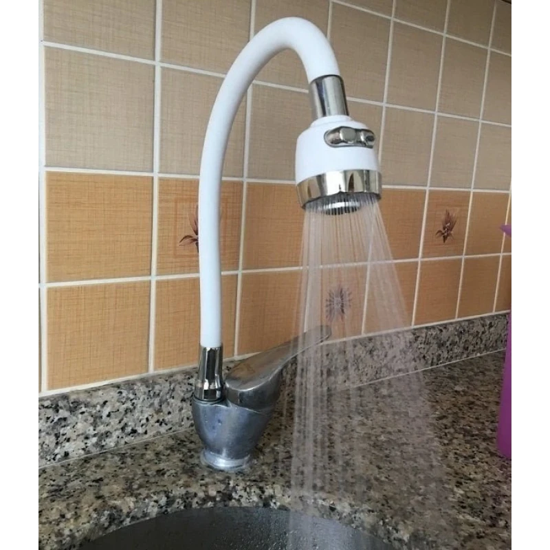 Renkli Silikon Musluk Batarya Borusu Beyaz