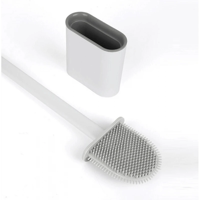 Silikon Tuvalet Klozet Fırçası ve Askısı Beyaz