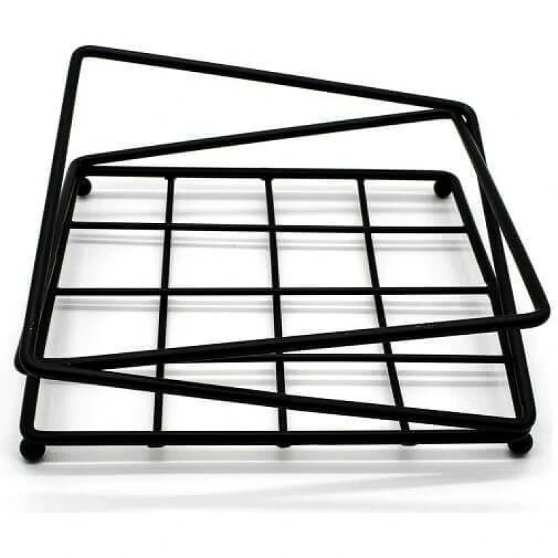 Siyah Metal Dekoratif Kare Demir Peçetelik