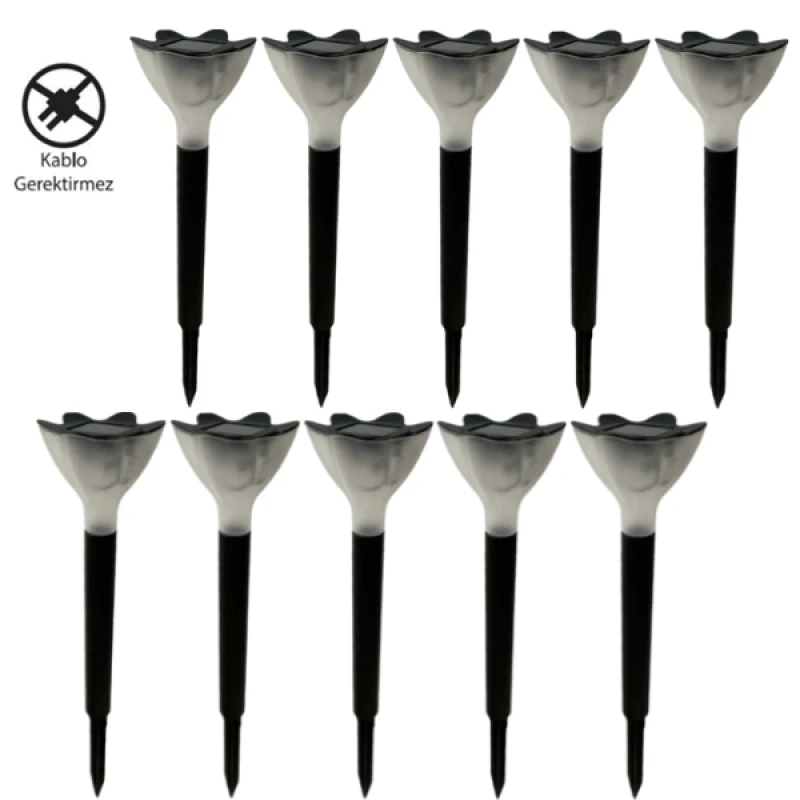 Solar Güneş Enerjili Bahçe Lambası Saplamalı 10 Lu