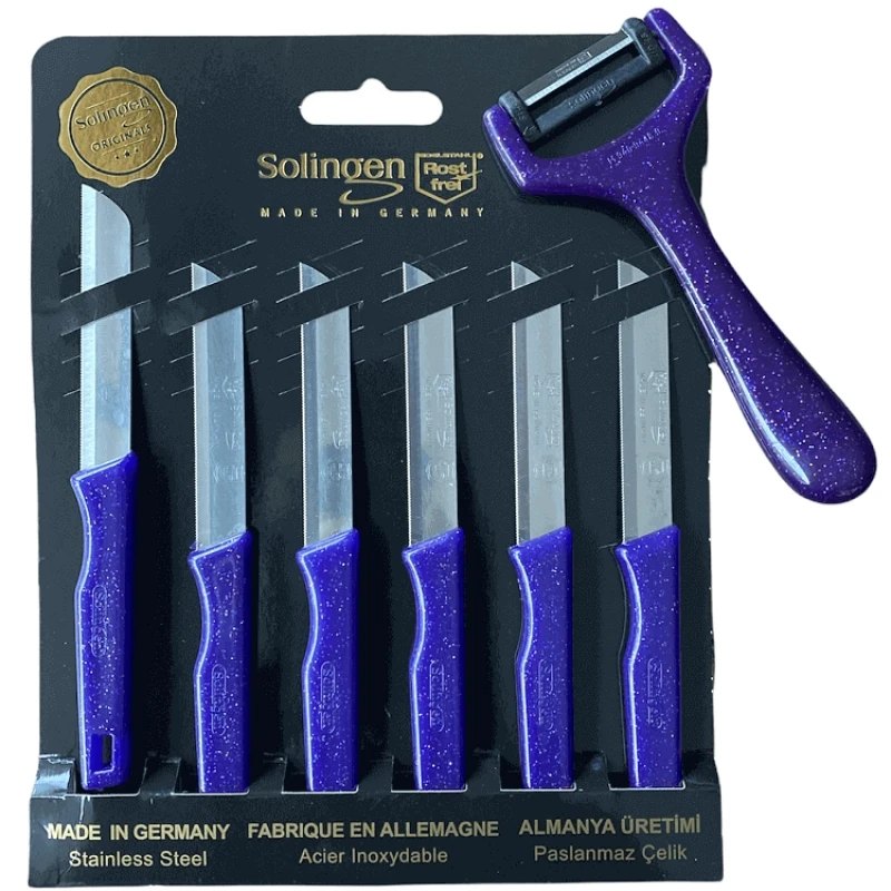Solingen Tırtıklı Meyve Bıçağı ve Sapan Soyacak Mor