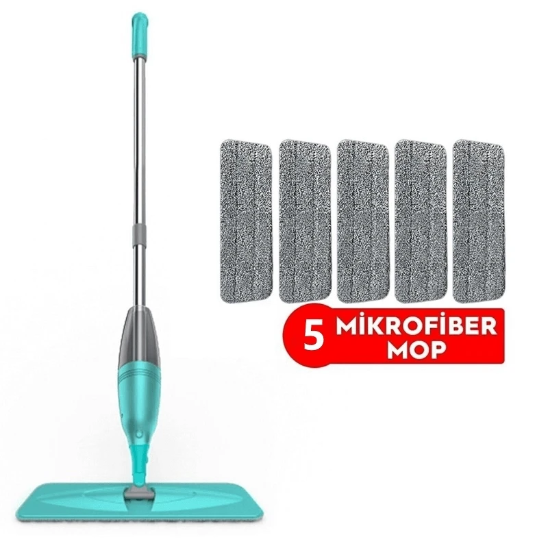 Su ve Deterjan Hazneli Sprey Mop ve 5 Adet Mop