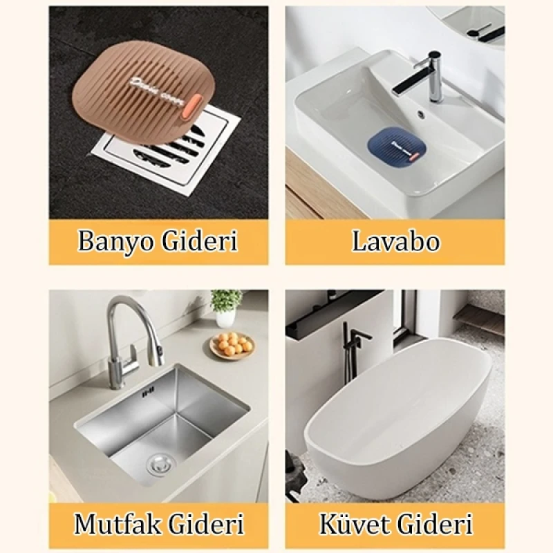 Süzgeçli Silikon Lavabo Gider Koruyucu Mat Gri