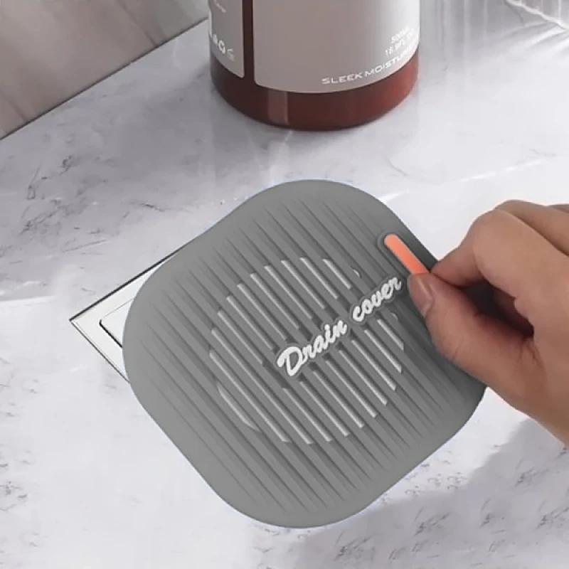 Süzgeçli Silikon Lavabo Gider Koruyucu Mat Gri