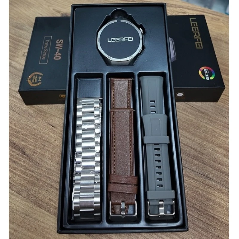 SW40 3 Kordonlu Akıllı Saat Amoled Ekran Android İos Uyumlu Gümüş Kasa