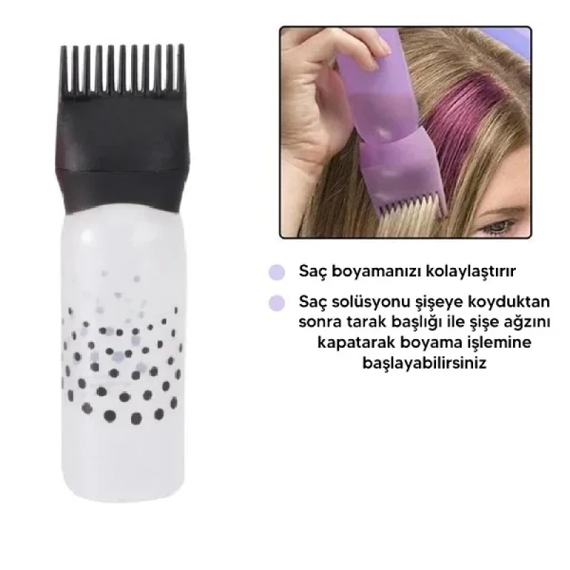 Taraklı Saç Boyama ve Bakım Yağı Uygulama Şişesi