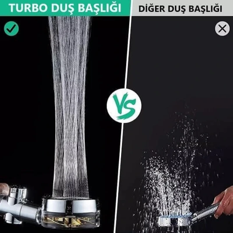 Turbolu Duş Başlığı Start Stop Tuşlu Tasarruflu