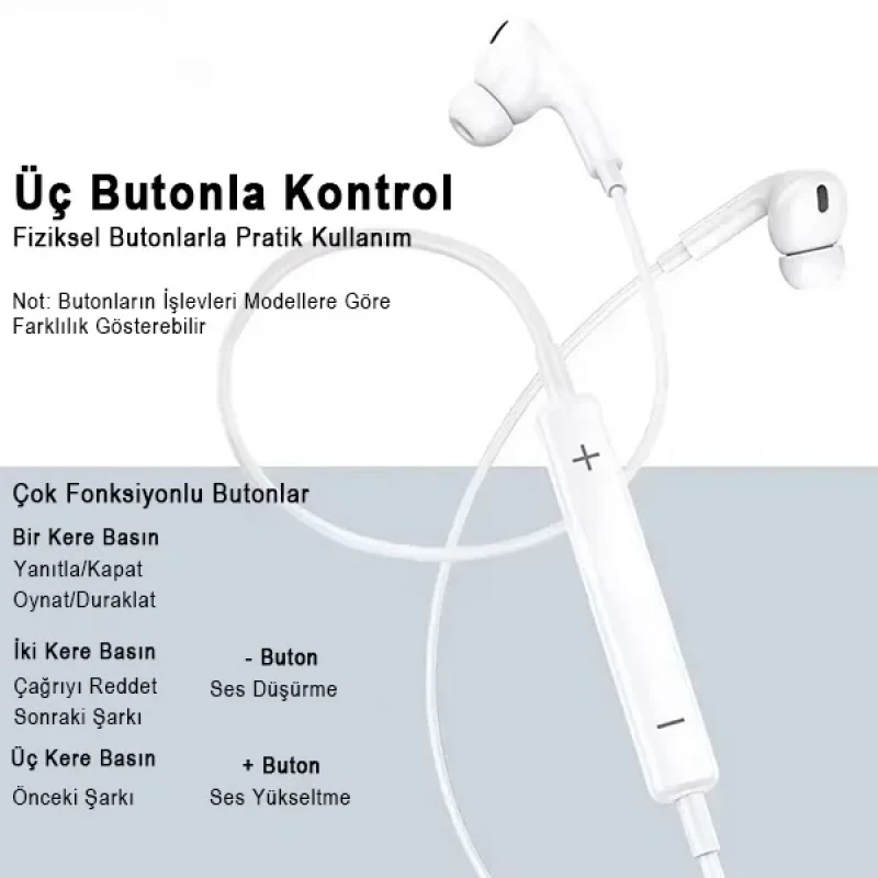 Type C Mikrofonlu Kablolu Kulak İçi Kulaklık