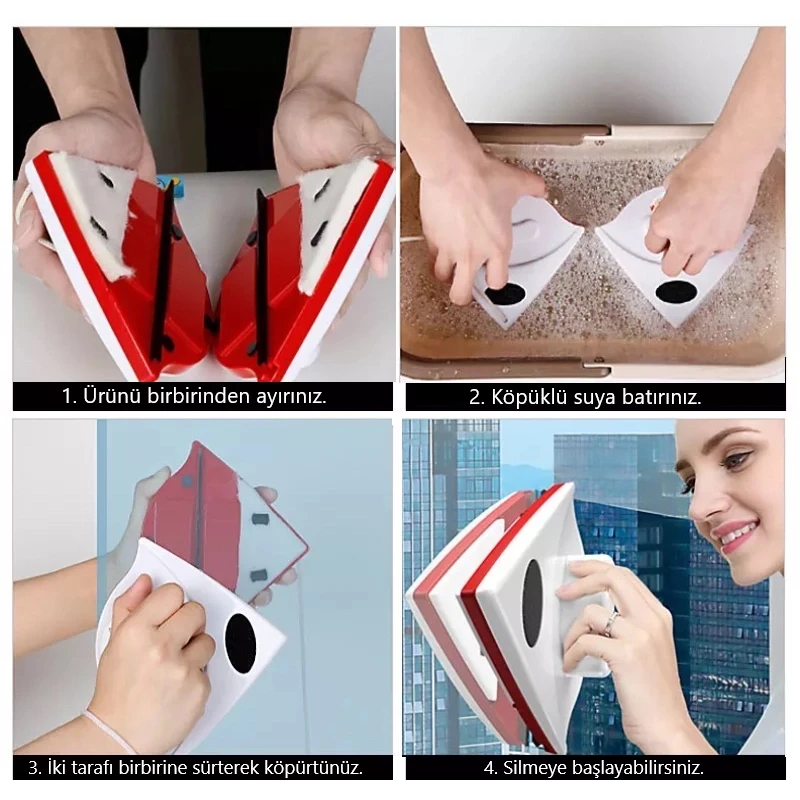 Üçgen Çift Taraflı Mıknatıslı Cam sileceği ( Tek Cam )