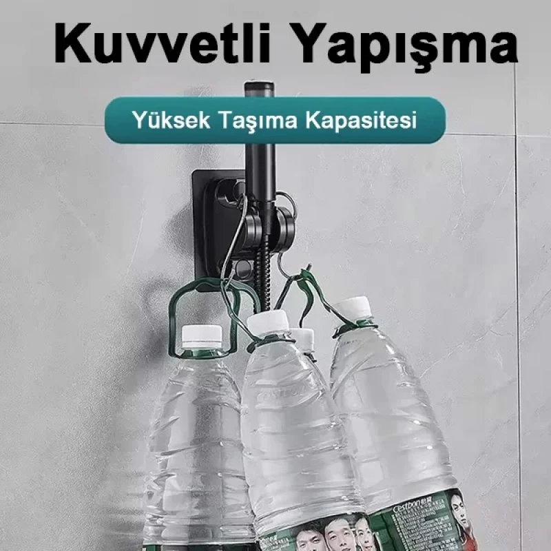 Yapışkanlı Duş Başlığı Tutucu Ayarlı Siyah