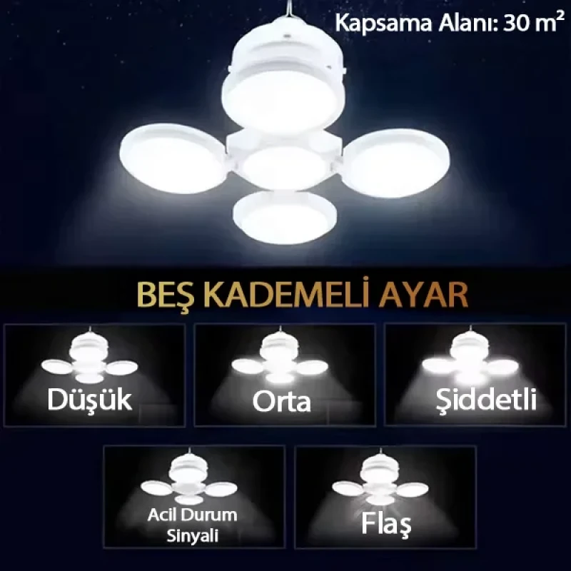 Yuvarlak Solar Led Güneş Enerjili Kamp Lambası