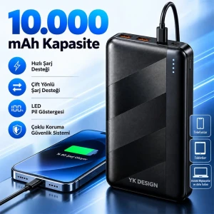 10.000 Mah İnce Tasarım Kolay Taşınabilir Powerbank