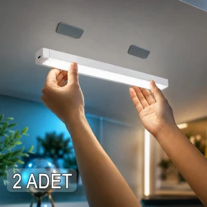 2 Adet Hareket Sensörlü Lamba Merdiven Dolap Çalışma Masası Mutfak Lambası Şarjlı Usb Led Lamba Beyaz