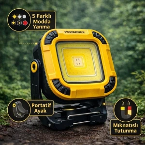 Mini Şarjlı COB LED Projektör Güçlü Işık Mıknatıslı Yapışma Tamir Kamp Çalışma Lambası