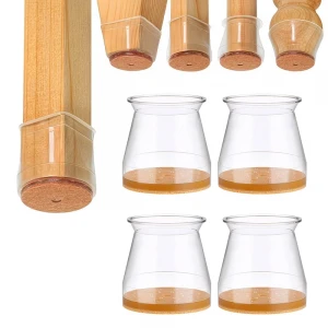 4 Lü Keçeli Şeffaf Silikon Sandalye Ayağı Koruyucu Çizdirmez