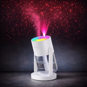 Yıldızlı Projektör Hava Nemlendirici Aromaterapi Ultrasonik Buhar Makinesi Araç ve Ev Uyumlu 280ML