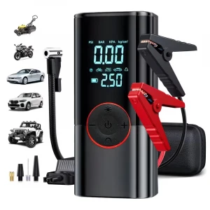 Premium Akım Korumalı 12.000 Mah Hava Kompresörlü Akü Takviye Cihazı Hızlı Şişirme El Feneri Taşınabilir Powerbank ST-9650