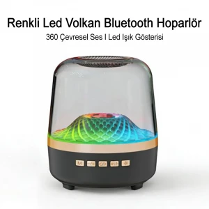 Parti Kamp İçin TWS Özellikli Renkli Led Işıklı Bluetooth Hoparlör Güçlü Ses Bombası Birbiri İle Eşleşme Özellikli