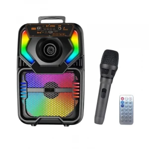 8 İnç Taşınabilir Bluetooth Hoparlör Güçlü Ses Karaoke Mikrofonlu FM Radyo USB Kumandalı Speaker