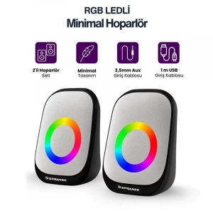 Sprange Led Işıklı Rgb Bilgisayar Hoparlörü 2.0 3W x 2 USB 3.5mm 5V 1 + 1 Siyah SR-PN786
