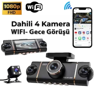 MPIA Premium 1080P Full Hd 4 Kameralı Wifi Özellikli Telefondan İzleme Arka Park Kamerası Sensörlü Lcd Ekranlı Araç Kamerası