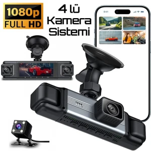 MPIA 1080P Full Hd 4 Kameralı Telefondan İzleme Arka Park Kamerası Sensörlü Lcd Ekranlı Araç Kamerası