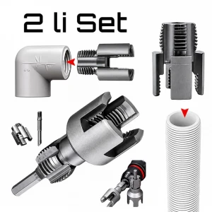 2 Li Set İç ve Dış Plastik Boru Diş Açma Seti 1/2 ve 3/4 İnç Borularla Uyumlu PVC Boru Diş Açma Aparatı