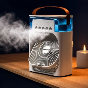 Işıklı 600 ml 5 Spreyli Vantilatör Buzlu Buharlı Mini Klima Mini Fan