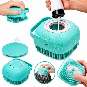 Silikon Banyo Duş Jeli Kesesi Hazneli Şampuan Peeling Vücut Masaj Fırçası