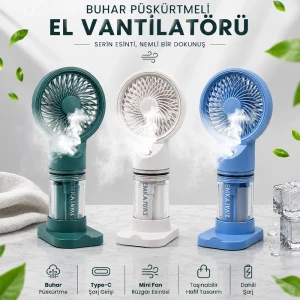 Su Püskürtmeli Su Hazneli Mini El Fanı Şarjlı Soğutucu Vantilatör