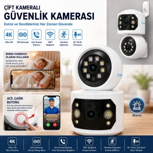 O-Kam Pro Ultra HD Wifi Özellikli Güvenlik Kamerası Bebek Kamerası Siren Gece Görüşü Hareket Takip Sesli Görüşme