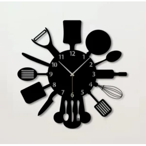 Dekoratif Lazer Kesim Mutfak Duvar Saati