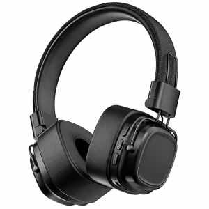 Katlanabilir Kafa Üstü Deri Kemerli Mikrofonlu Bluetooth 5.3 Kafa Üstü Kulaklık Uzun Süreli Kullanım Siyah
