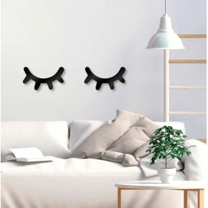 Kirpik Ahşap Lazer Kesim Duvar Dekoru 2 Li