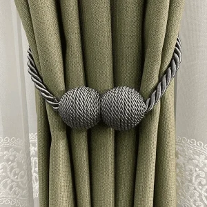 Örgülü Mıknatıslı Perde Mandalı Tokası Gri