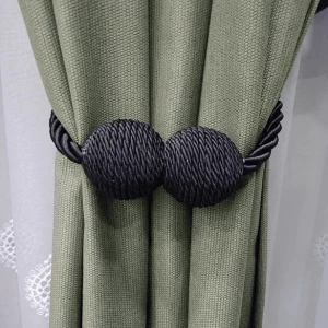 Örgülü Mıknatıslı Perde Mandalı Tokası Siyah