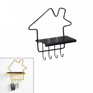Siyah Ev Şekilli Metal Raflı Anahtarlık