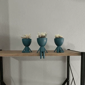 Yeşil Dekoratif İnsan Şekilli Figür Saksı 3 Lü