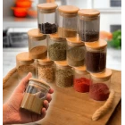 12 Li Bambu Vakum Kapaklı Mini Cam Kavanoz Seti