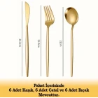 18 Parça Parlak Gold Çatal Kaşık Bıçak Seti