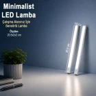 2 Adet Hareket Sensörlü Lamba Merdiven Dolap Çalışma Masası Mutfak Lambası Şarjlı Usb Led Lamba Beyaz