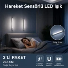 2 Adet Hareket Sensörlü Lamba Merdiven Dolap Çalışma Masası Mutfak Lambası Şarjlı Usb Led Lamba Beyaz