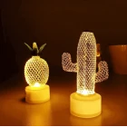 2 Li Metal Ananas ve Kaktüs Mini Gece Lambası
