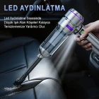 20.000 PA 3 Kademeli Çantalı 16 Parça Profesyonel Ultra Çekim Güçlü Dijital Ekranlı Şarjlı Araç Süpürgesi