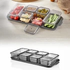 6 Dikdörtgen Bölmeli Kapaklı Kahvaltılık Seti Akrilik