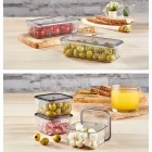 6 Dikdörtgen Bölmeli Kapaklı Kahvaltılık Seti Akrilik