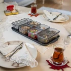 6 Dikdörtgen Bölmeli Kapaklı Kahvaltılık Seti Akrilik