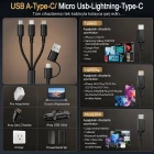 6 in 1 Hızlı Şarj Kablosu 120 Cm Örgülü Usb A ve Type C Giriş Micro Usb Lightning ve Type C Çıkışlı Çoklu Şarj Kablosu