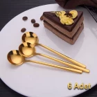 6 Lı Parlak Gold Tatlı Kaşığı Seti