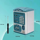 Parmak İzi Görünümlü Elektronik Şifreli Otomatik Kağıt Para Alan ATM Kumbara Mavi